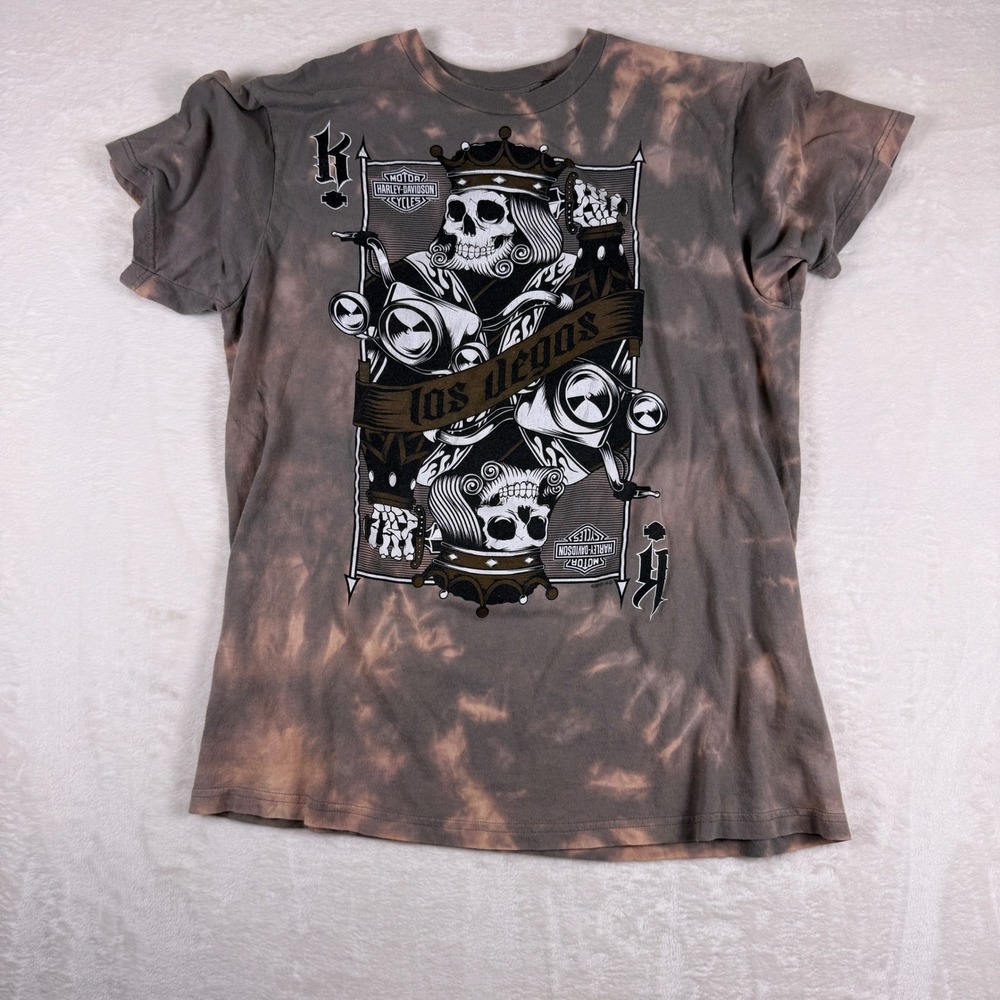 Harley Davidson Las Vegas‎ Bleach Dye Graphic Tee T-Shirt Men's L